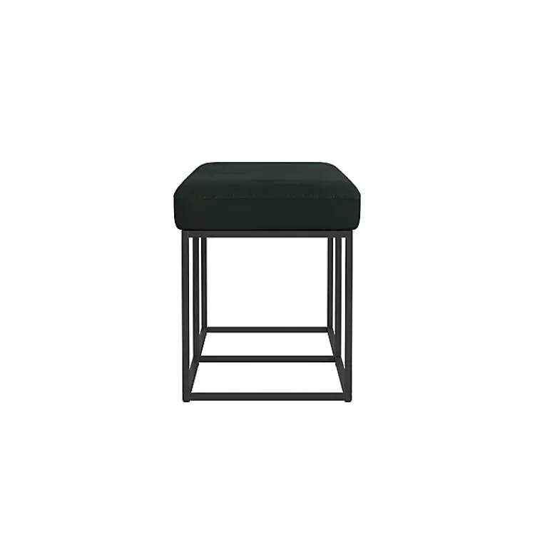green_faux_suede_upholstered_metal_frame_bench_2.webp Faux Suede Upholstered Metal Frame Bench>Kirklands Home Shop