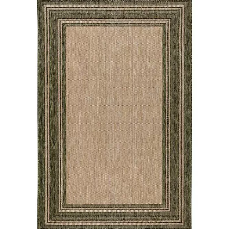 Green Framed Border Outdoor Area Rug, 7x9>Kirklands Home Fashion