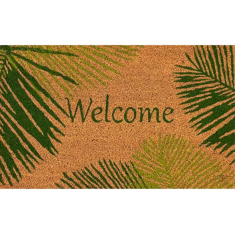 Green Palm Fronds Welcome Coir Doormat>Kirklands Home Cheap