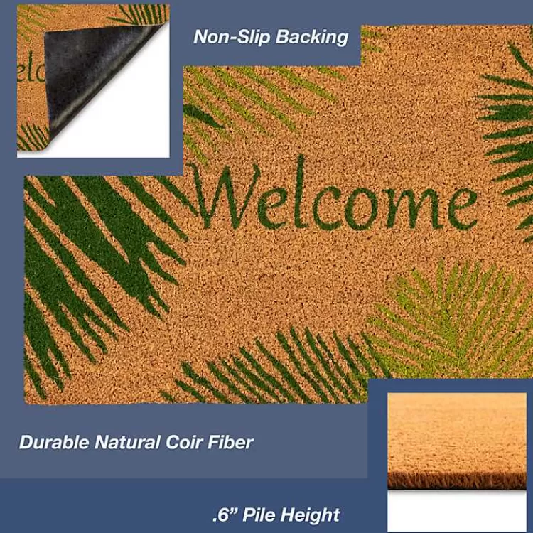 green_palm_fronds_welcome_coir_doormat_2.webp Green Palm Fronds Welcome Coir Doormat>Kirklands Home Cheap