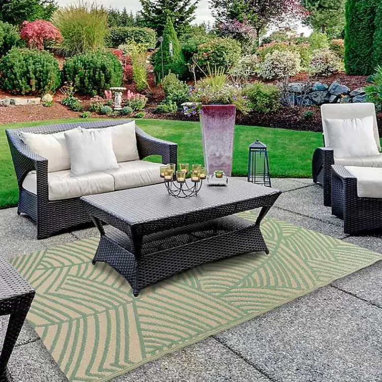 Green Palm Leaf Outdoor Area Rug, 4x6>Kirklands Home Best Sale