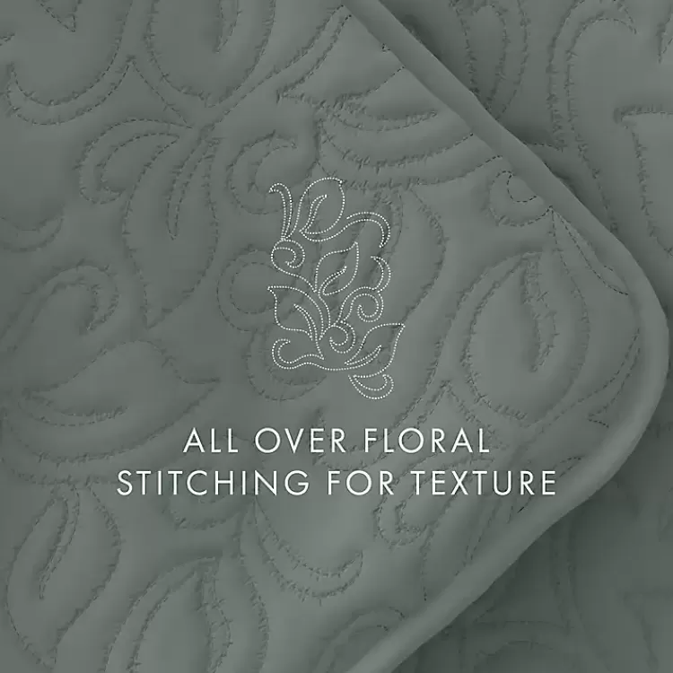 green_stitched_floral_pc_queen_quilt_set_8.webp Stitched Floral 3-pc. Queen Quilt Set>Kirklands Home Best Sale
