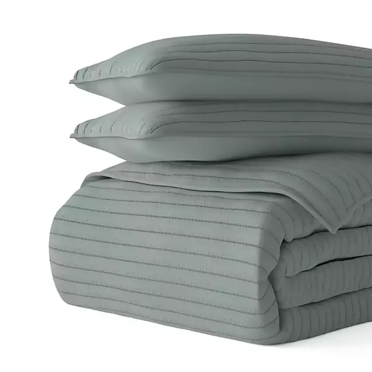 green_stitched_stripes_pc_twin_quilt_set_2.webp Stitched Stripes 2-pc. Twin Quilt Set>Kirklands Home Best Sale