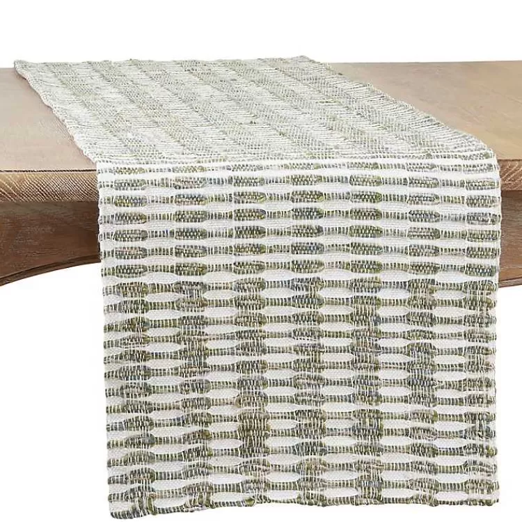 Green Tea Woven Stripe Table Runner, 90 in.>Kirklands Home Hot