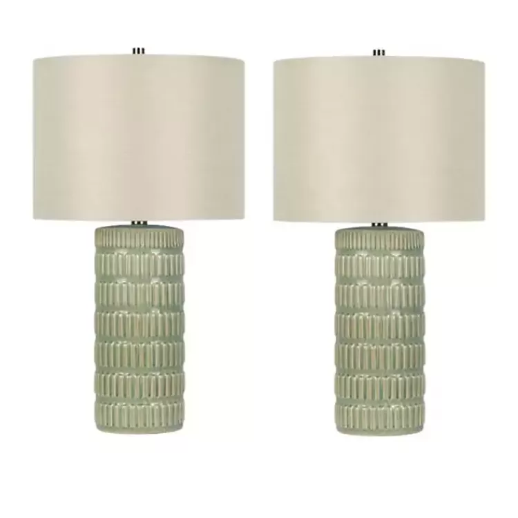 Green Textured Column Table Lamps, Set of 2>Kirklands Home Shop