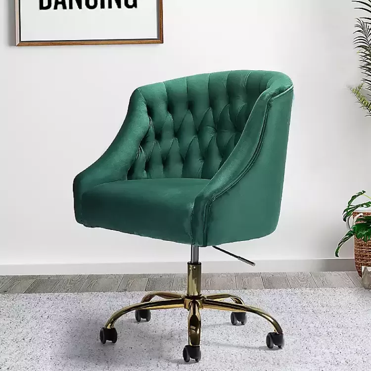 green_velvet_tufted_golden_leg_swivel_office_chair_5.webp Velvet Tufted Golden Leg Swivel Office Chair>Kirklands Home New