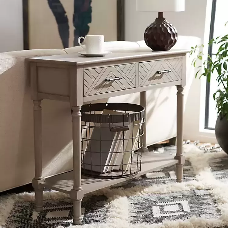greige_chevron_drawer_console_table_2.webp Greige Chevron 2-Drawer Console Table>Kirklands Home Best Sale