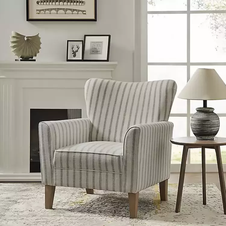 Gustaf Gray Striped Armchair>Kirklands Home Clearance