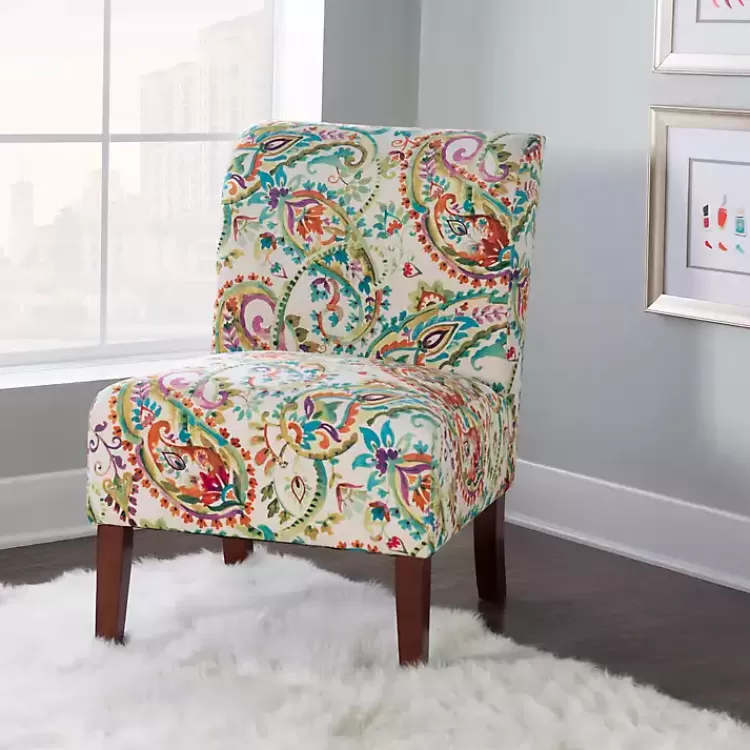 hailey_bright_paisley_curved_back_slipper_chair_2.webp Hailey Bright Paisley Curved Back Slipper Chair>Kirklands Home Cheap