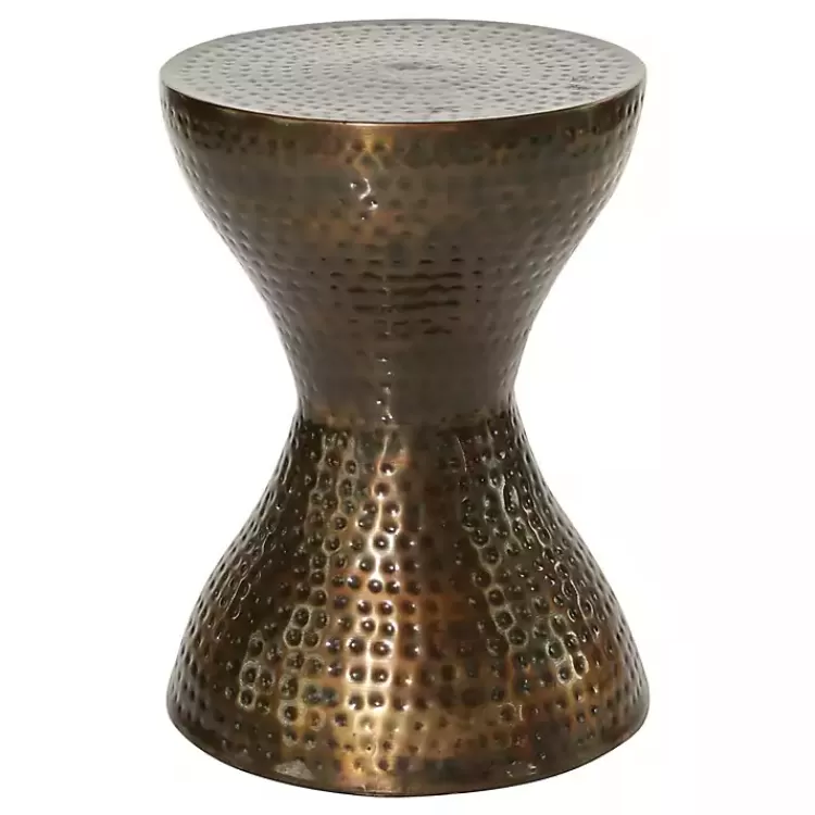 Hammered Bronze Iron Hourglass Accent Table>Kirklands Home Cheap