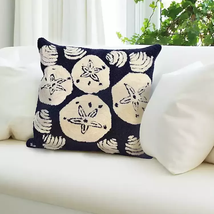 handhooked_navy_sand_dollar_outdoor_throw_pillow_4.webp Handhooked Navy Sand Dollar Outdoor Throw Pillow>Kirklands Home Discount
