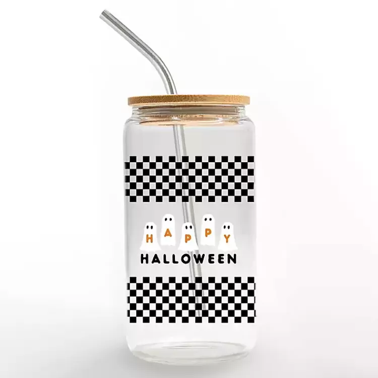 Happy Halloween Ghosts Checkered Halloween Tumbler>Kirklands Home Cheap