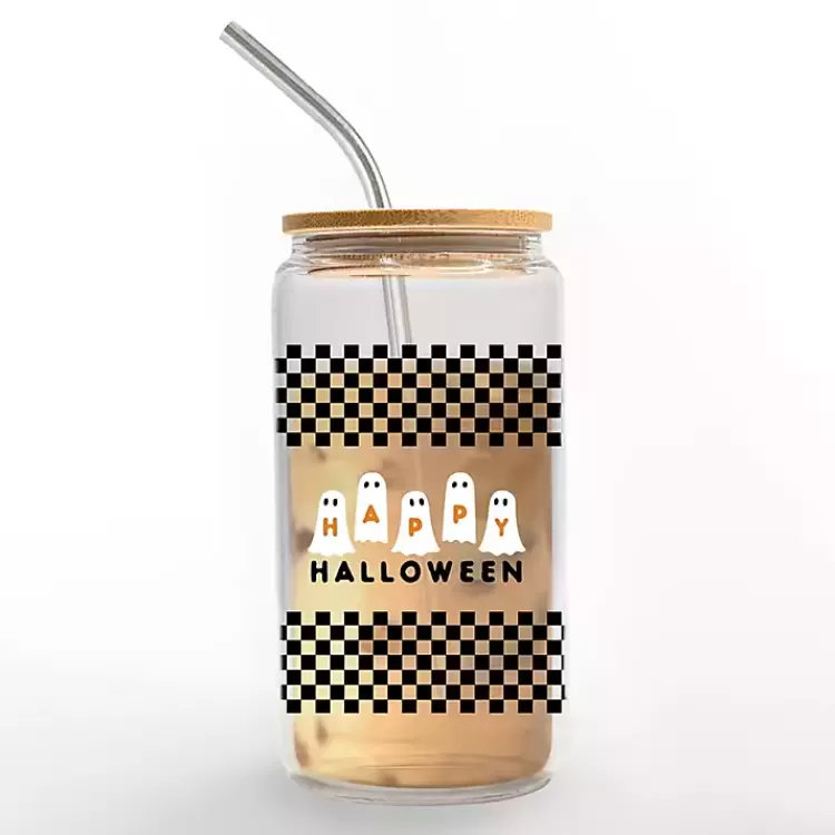 Happy Halloween Ghosts Checkered Halloween Tumbler>Kirklands Home Cheap
