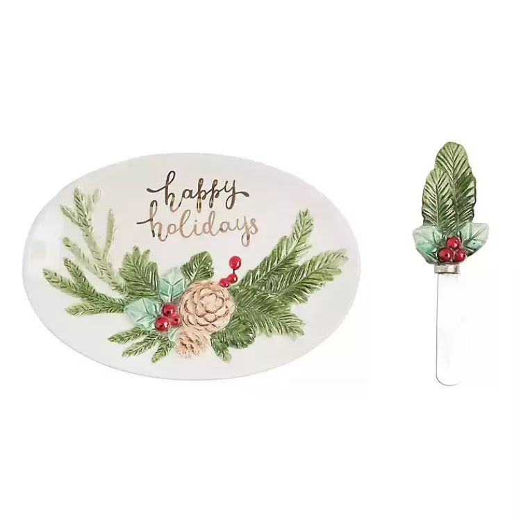 Happy Holidays Oval Serving Platter with Spreader>Kirklands Home Cheap
