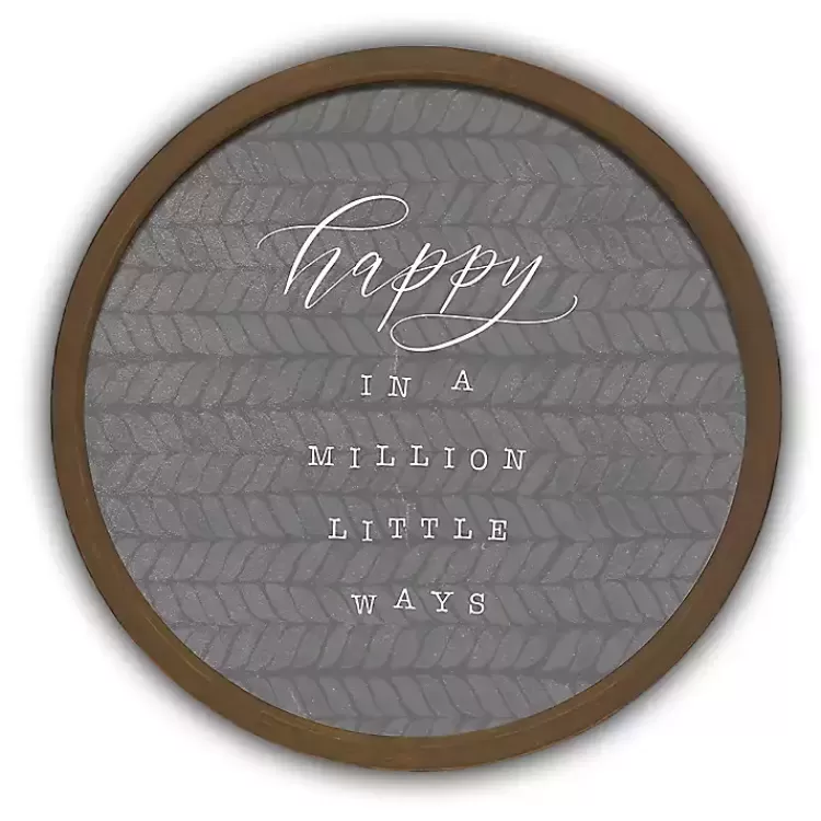 Happy in a Million Ways Round Framed Plaque>Kirklands Home Fashion