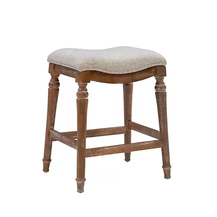 Hazelnut Upholstered Curved Seat Counter Stool>Kirklands Home Clearance