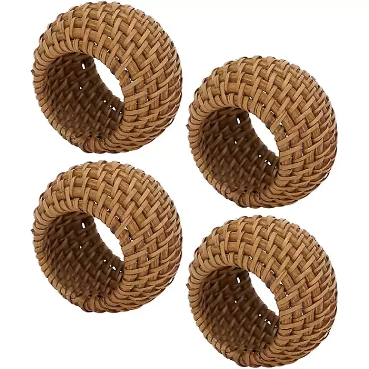 Hazelnut Woven Rat Napkin Rings, Set of 4>Kirklands Home Best