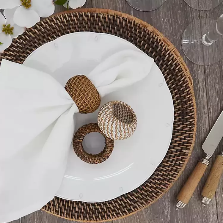 hazelnut_woven_rattan_napkin_rings_set_of__4.webp Hazelnut Woven Rat Napkin Rings, Set of 4>Kirklands Home Best