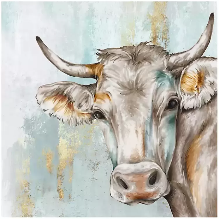 Headstrong Cow Canvas Art Print>Kirklands Home Cheap