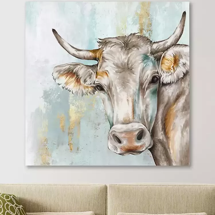 Headstrong Cow Canvas Art Print>Kirklands Home Cheap