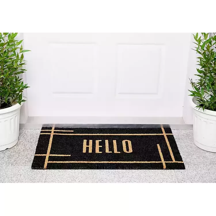 hello_black_linear_doormat_2.webp Hello Linear Doormat>Kirklands Home Sale