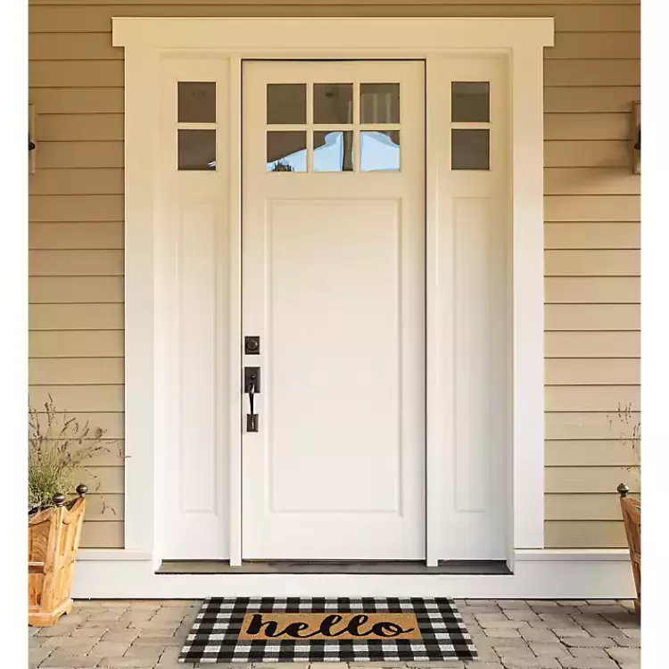 hello_buffalo_check_doormat_2.webp Hello Buffalo Check Doormat>Kirklands Home Best