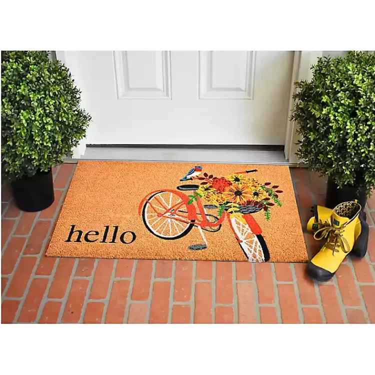 hello_floral_bicycle_doormat_2.webp Hello Floral Bicycle Doormat>Kirklands Home Best