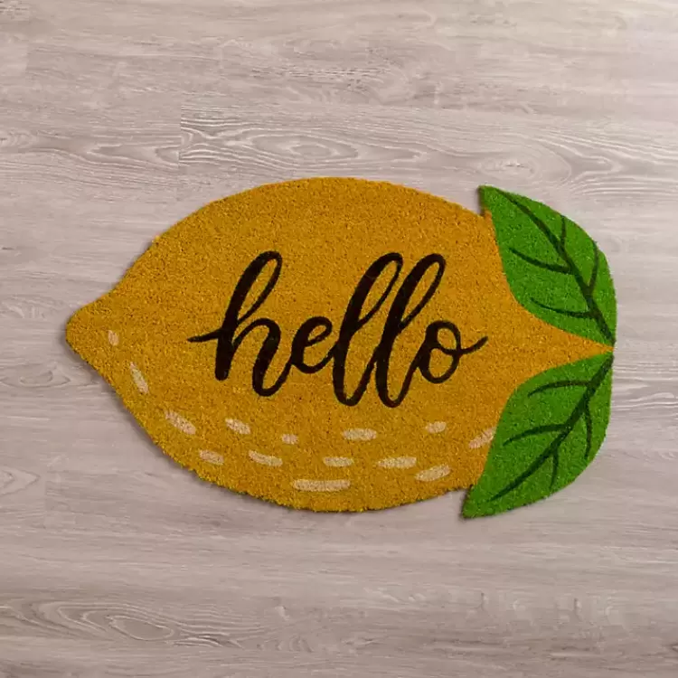 Hello Lemon-Shaped Coir Doormat>Kirklands Home Cheap