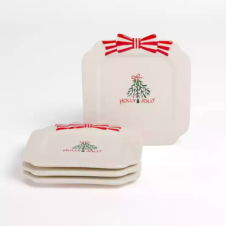 Holly Jolly Bow Appetizer Plates, Set of 4>Kirklands Home Shop