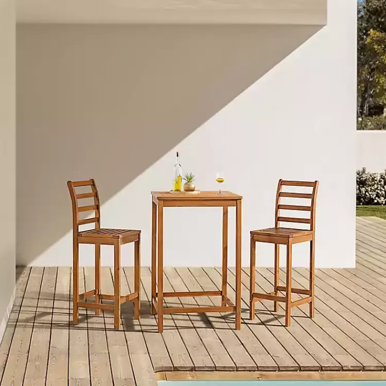 Honey Acacia Wood Bar Height 3-pc. Bistro Set>Kirklands Home Fashion