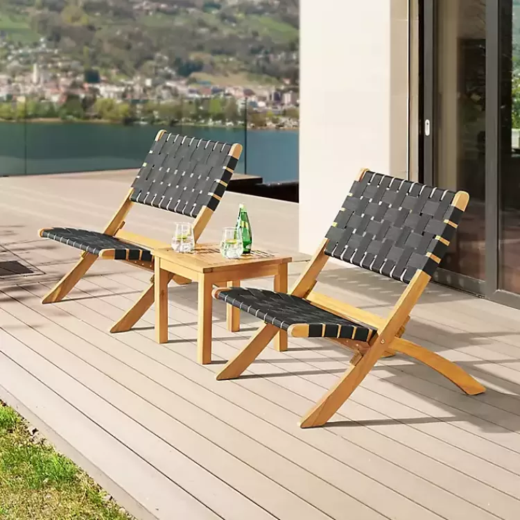 Honey Acacia Wood Low Slung 3-pc. Bistro Set>Kirklands Home Shop