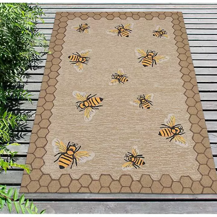 honeycomb_bees_outdoor_area_rug_x_6.webp Honeycomb Bees Outdoor Area Rug, 5x7>Kirklands Home Hot