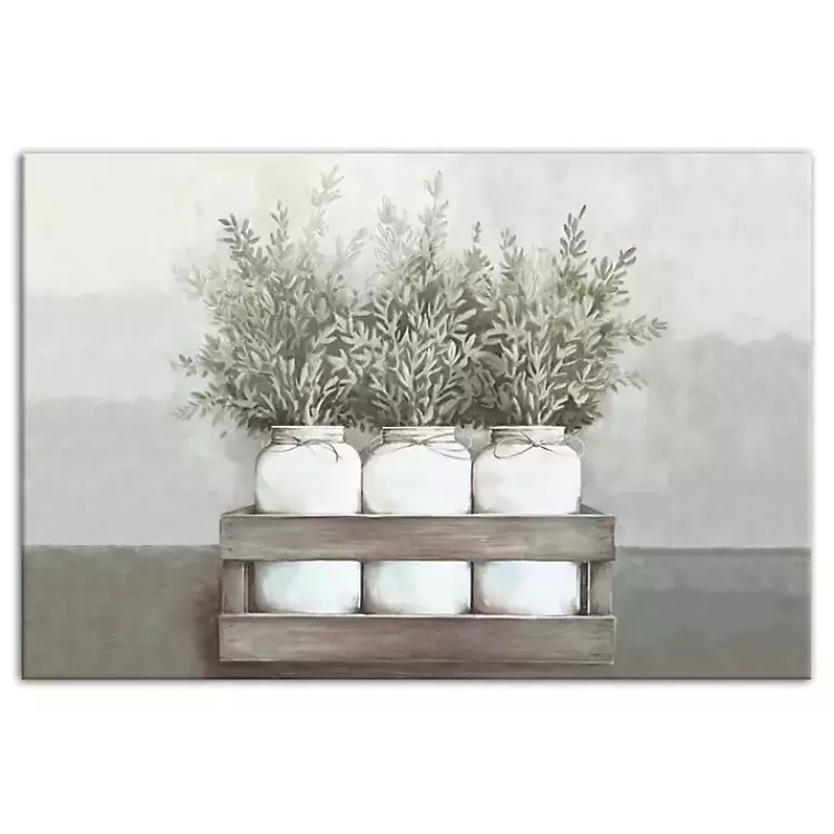Horizontal Mason Jar Greenery Canvas Art Print>Kirklands Home Best