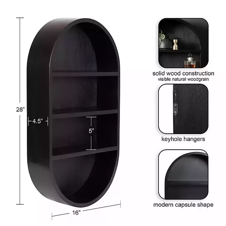 Hutton Black Capsule Wall Shelf>Kirklands Home Discount