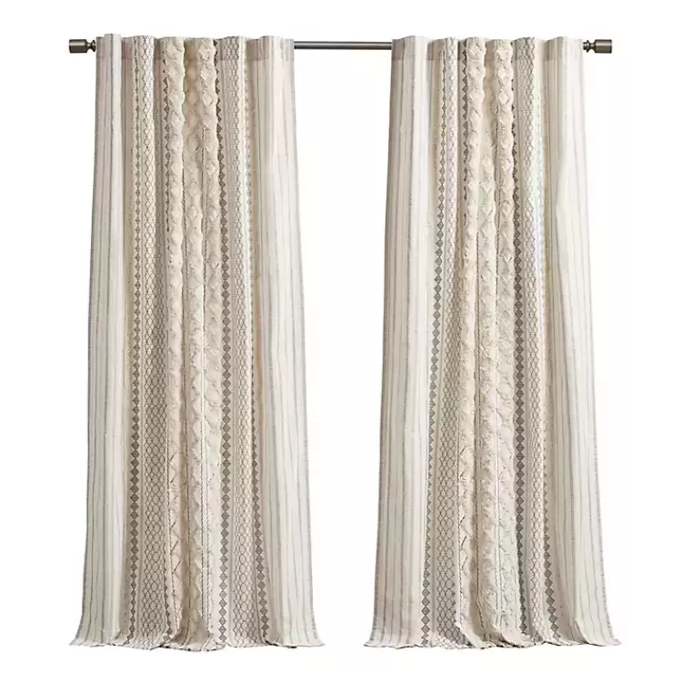 Imani Cream Chenille Stripe Curtain Panel, 84 in.>Kirklands Home Hot
