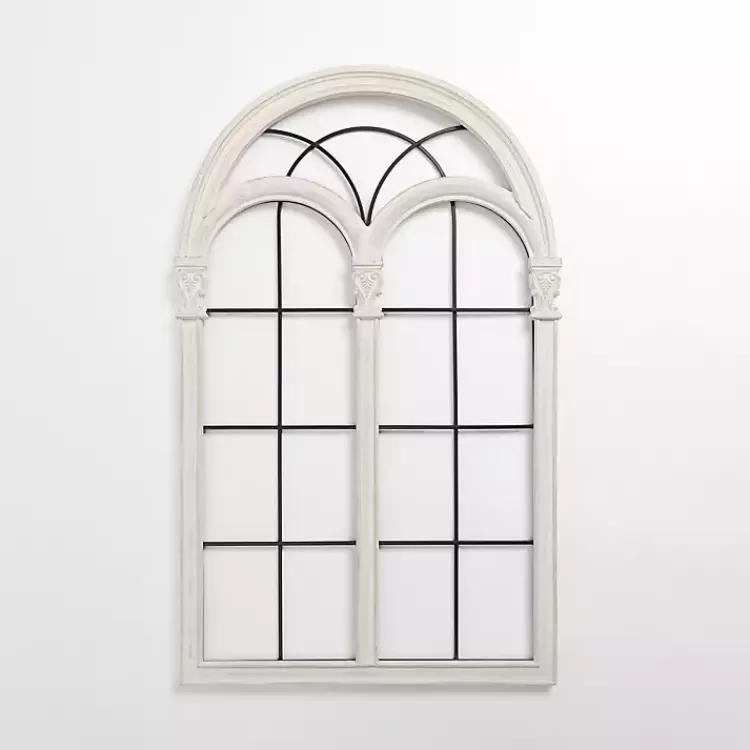 Imogen White Arched Windowpane Wall Plaque>Kirklands Home New