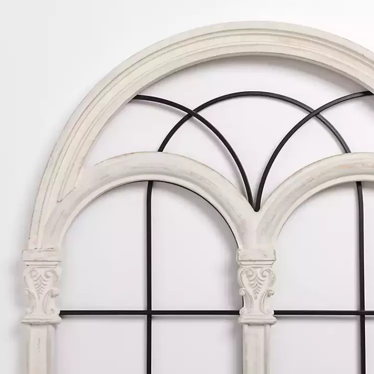Imogen White Arched Windowpane Wall Plaque>Kirklands Home New