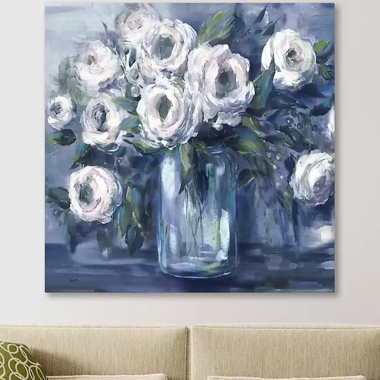Indigo and White Blooms Giclee Canvas Art Print>Kirklands Home Cheap