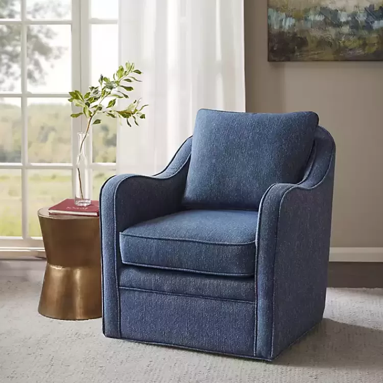 Indigo Swivel Upholstered Wide Seat Accent Chair>Kirklands Home Online