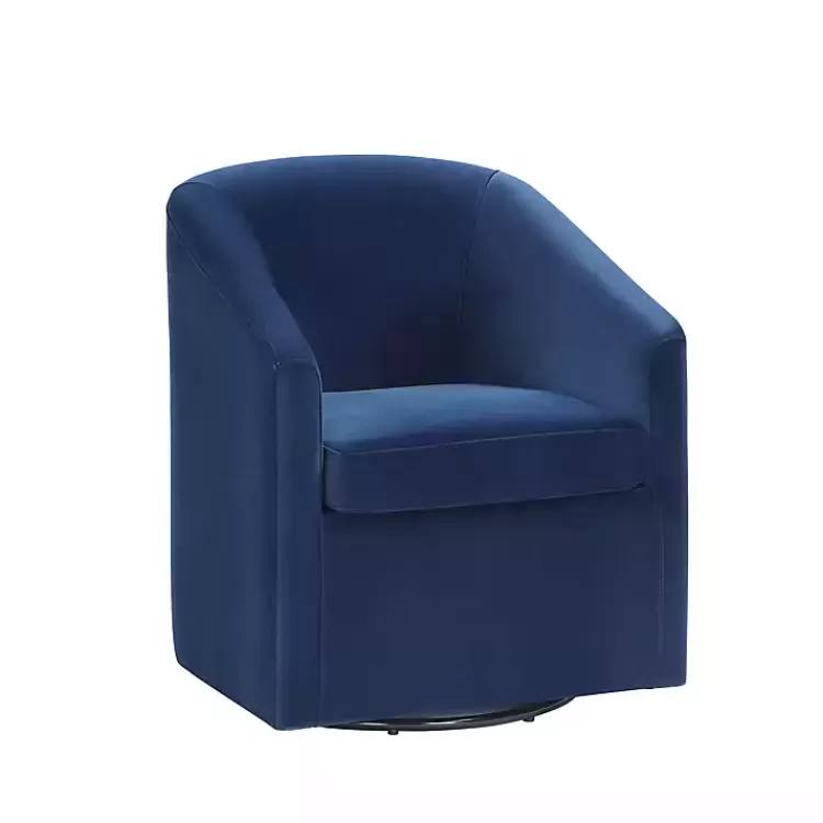 Indigo Velvet Swivel Barrel Accent Chair>Kirklands Home Clearance