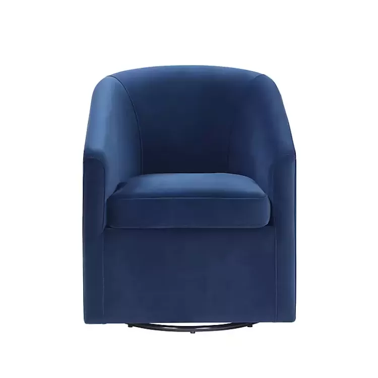 Indigo Velvet Swivel Barrel Accent Chair>Kirklands Home Clearance
