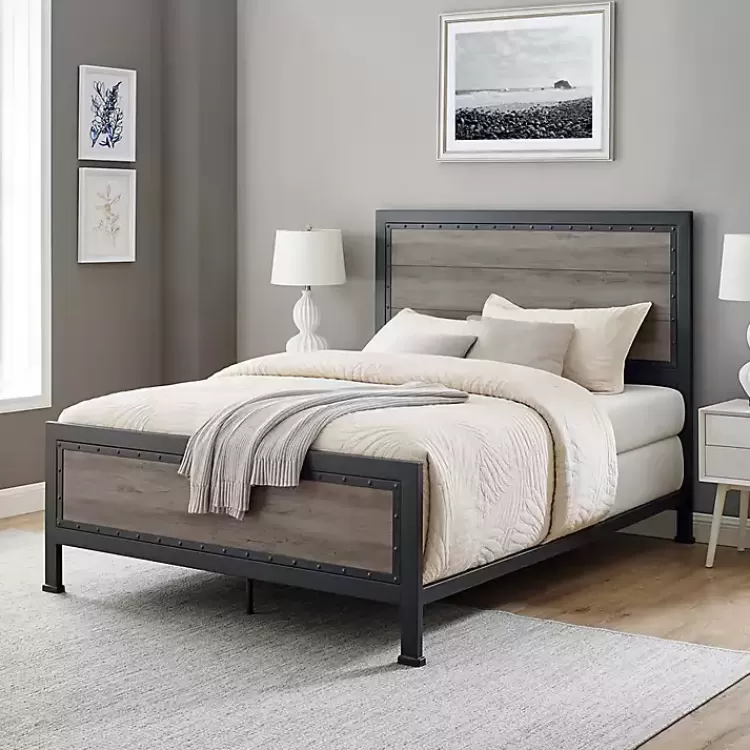 industrial_wood_queen_bed_with_metal_frame_2.webp Industrial Wood Queen Bed with Metal Frame>Kirklands Home Store