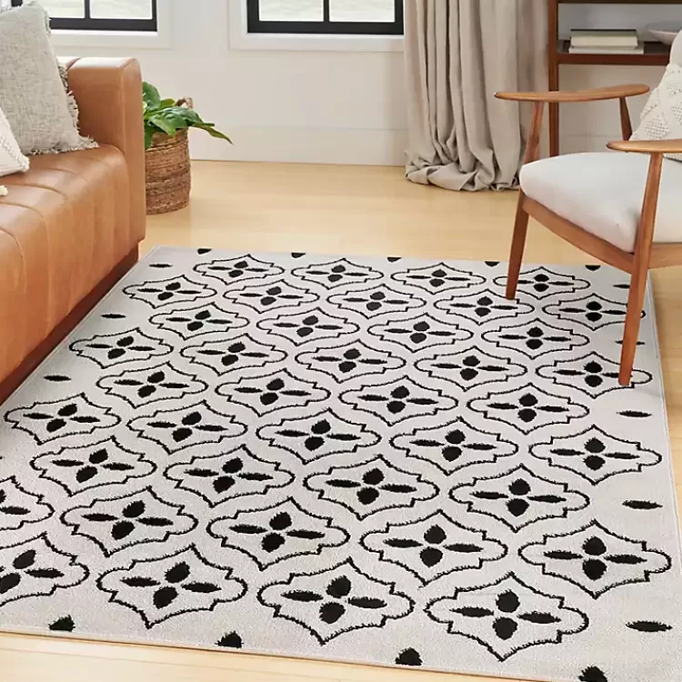 ivory__black_quatrefoil_indooroutdoor_rug_x_2-2.webp Ivory & Black Quatrefoil Indoor/Outdoor Rug, 4x6>Kirklands Home Best Sale