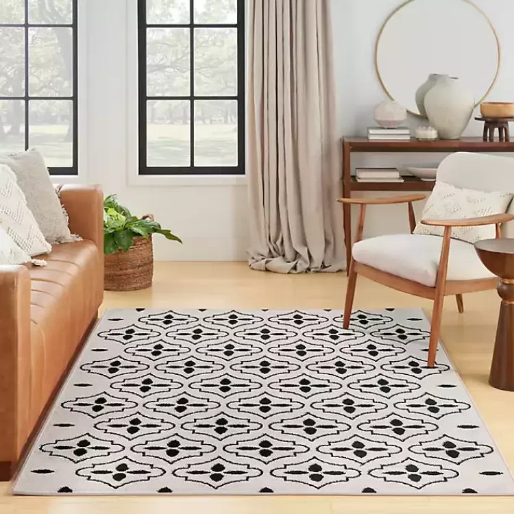 ivory__black_quatrefoil_indooroutdoor_rug_x_4-2.webp Ivory & Black Quatrefoil Indoor/Outdoor Rug, 4x6>Kirklands Home Best Sale