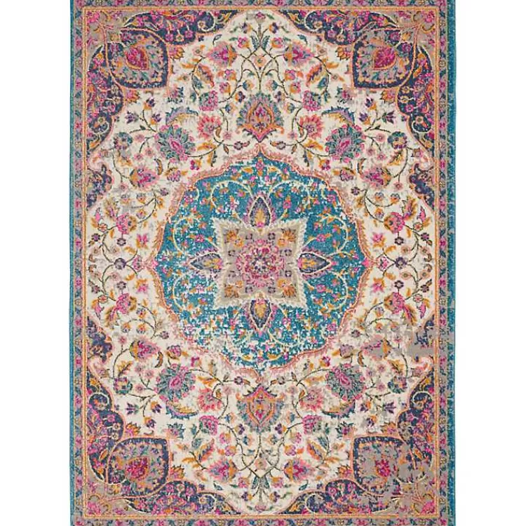 Ivory & Multi Floral Medallion Area Rug, 6x9>Kirklands Home Fashion
