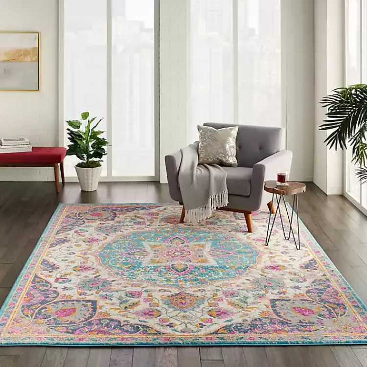 Ivory & Multi Floral Medallion Area Rug, 6x9>Kirklands Home Fashion