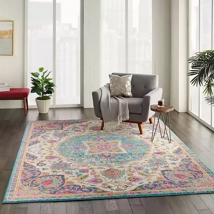 ivory__multi_floral_medallion_area_rug_x_7.webp Ivory & Multi Floral Medallion Area Rug, 6x9>Kirklands Home Fashion