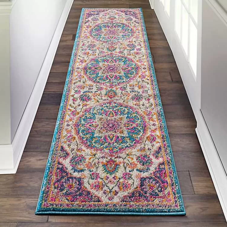 Ivory & Multi Floral Medallion Runner, 2x10>Kirklands Home Flash Sale