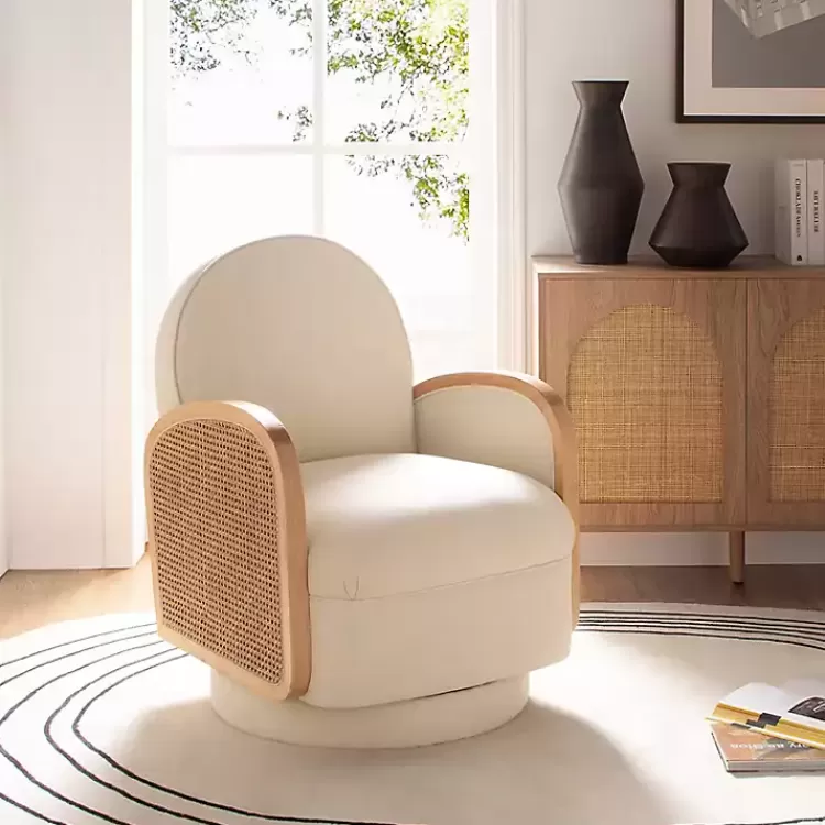 & Natural Rattan Swivel Accent Chair>Kirklands Home Cheap