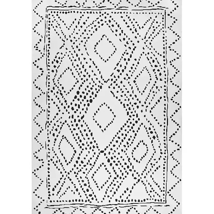 Ivory and Black Diamond Washable Area Rug, 4x6>Kirklands Home Hot